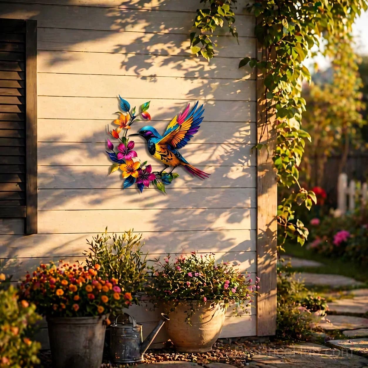Hummingbird Bloom Metal Wall Art - View 10
