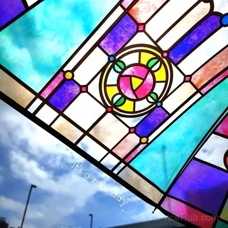 Vintage Stained Glass Print Automatic Umbrella - View 7