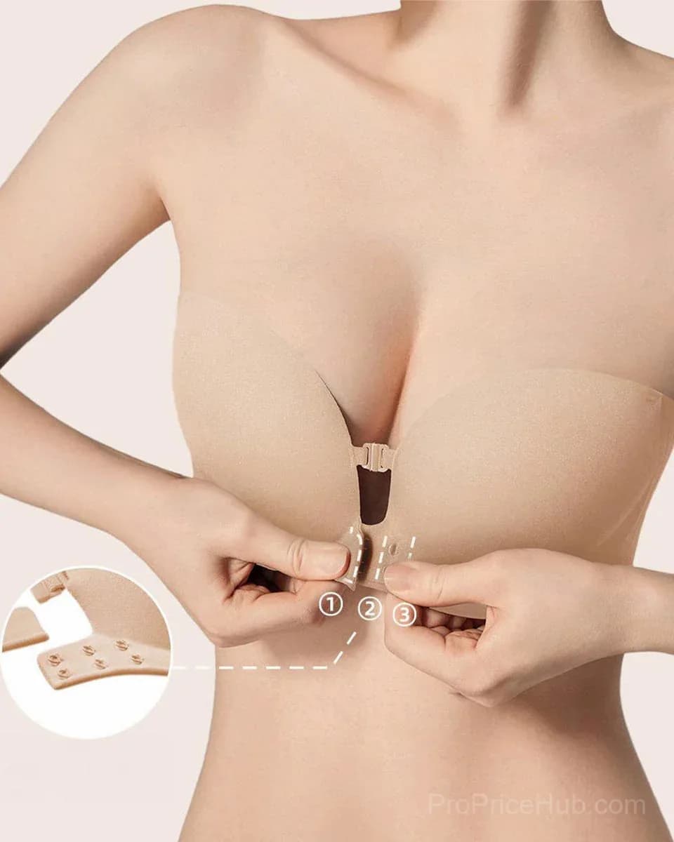 Front Closure Strapless Wireless Support Bra - Alt