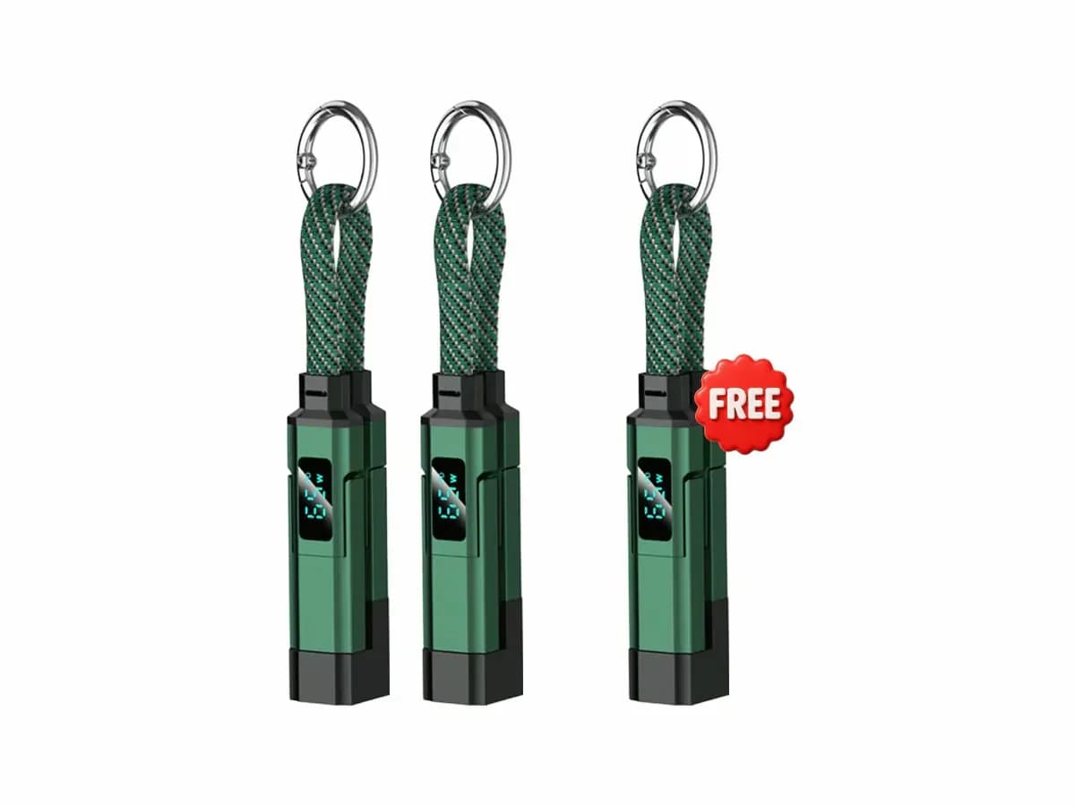 4-in-1 Digital Display Keychain Charging Cable, Black - View 30
