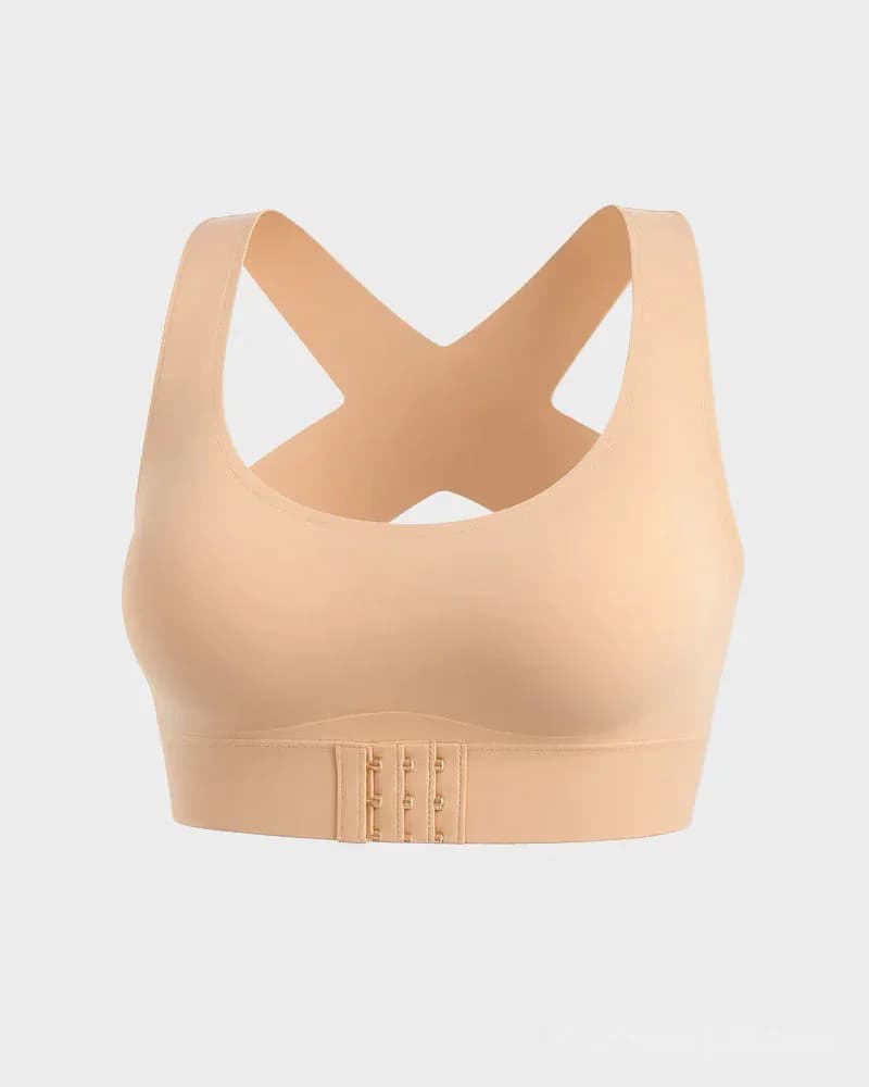 Front Closure Cross-Back Wireless Posture Bra - View 13