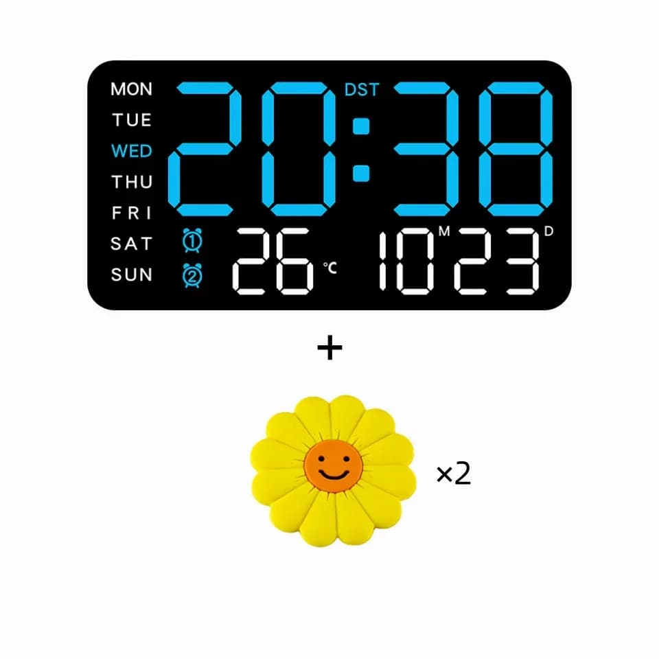 Decorative LED Digital Wall Clock, Green Light, White Shell, No Hook - View 9