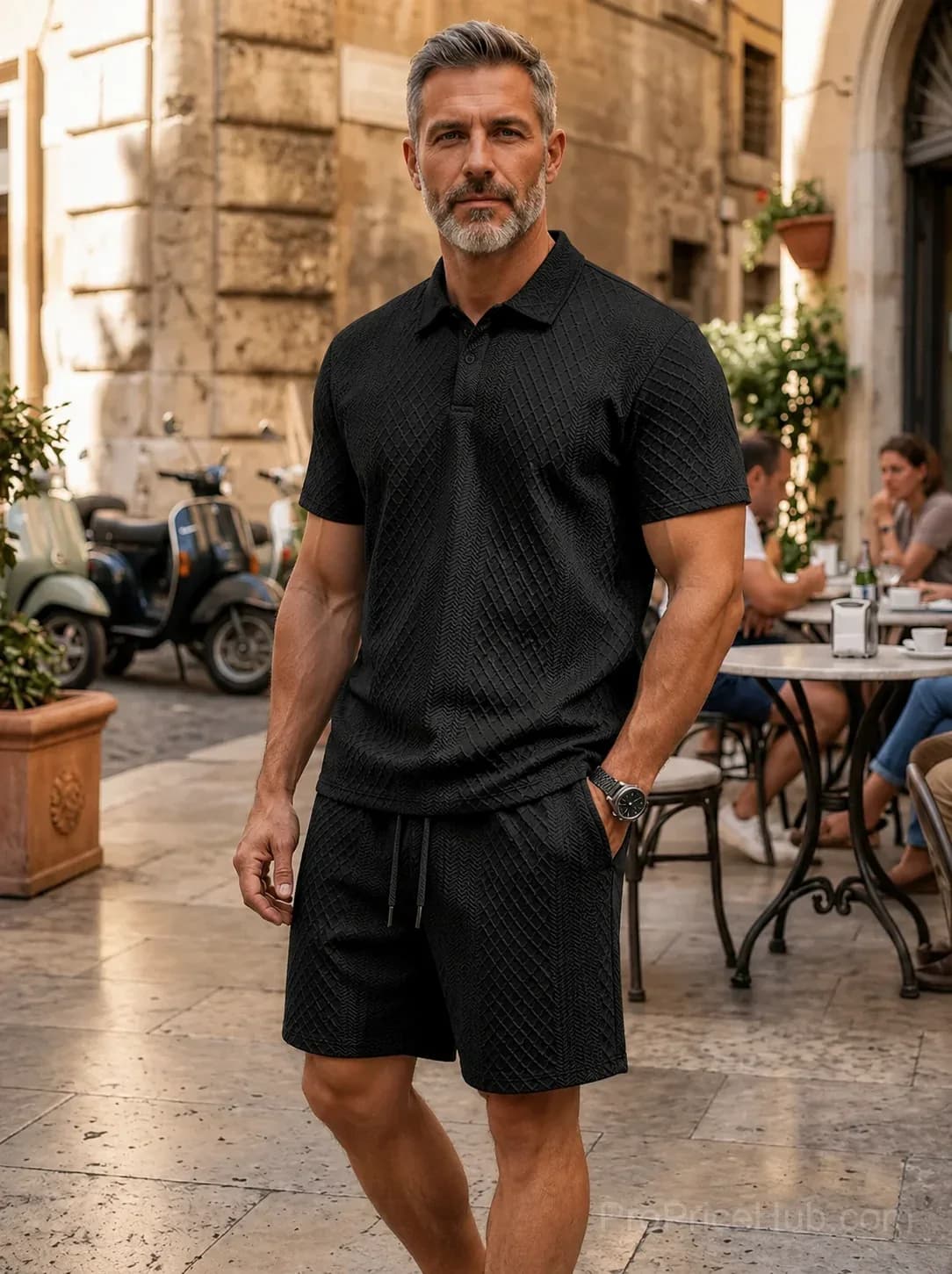 Men's Casual 2-Piece Polo Shirt and Shorts Set - Main