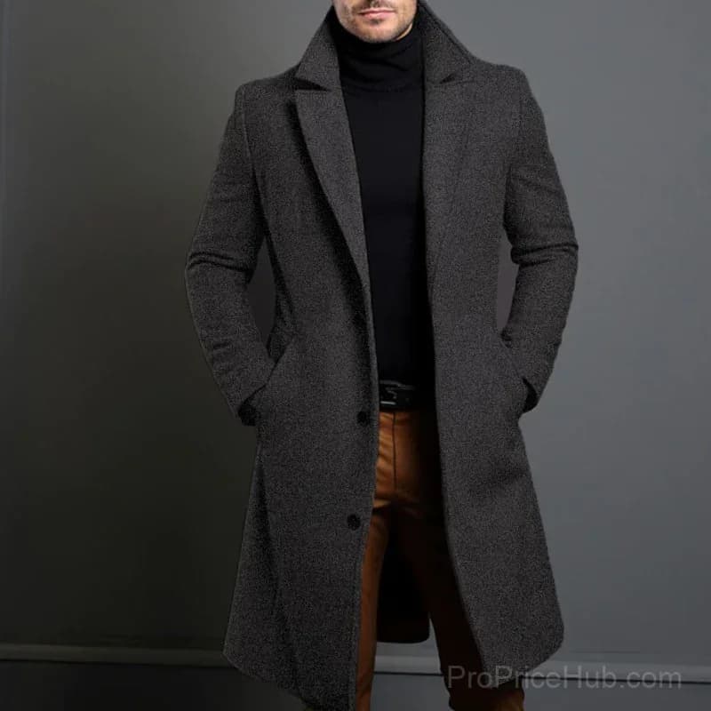Men's Big & Tall Solid Color Lapel Single-Breasted Coat – M-5XL - View 9