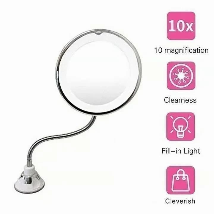 360° Flexible Light-Up 10X Magnification Makeup Mirror - 1 Piece - View 6