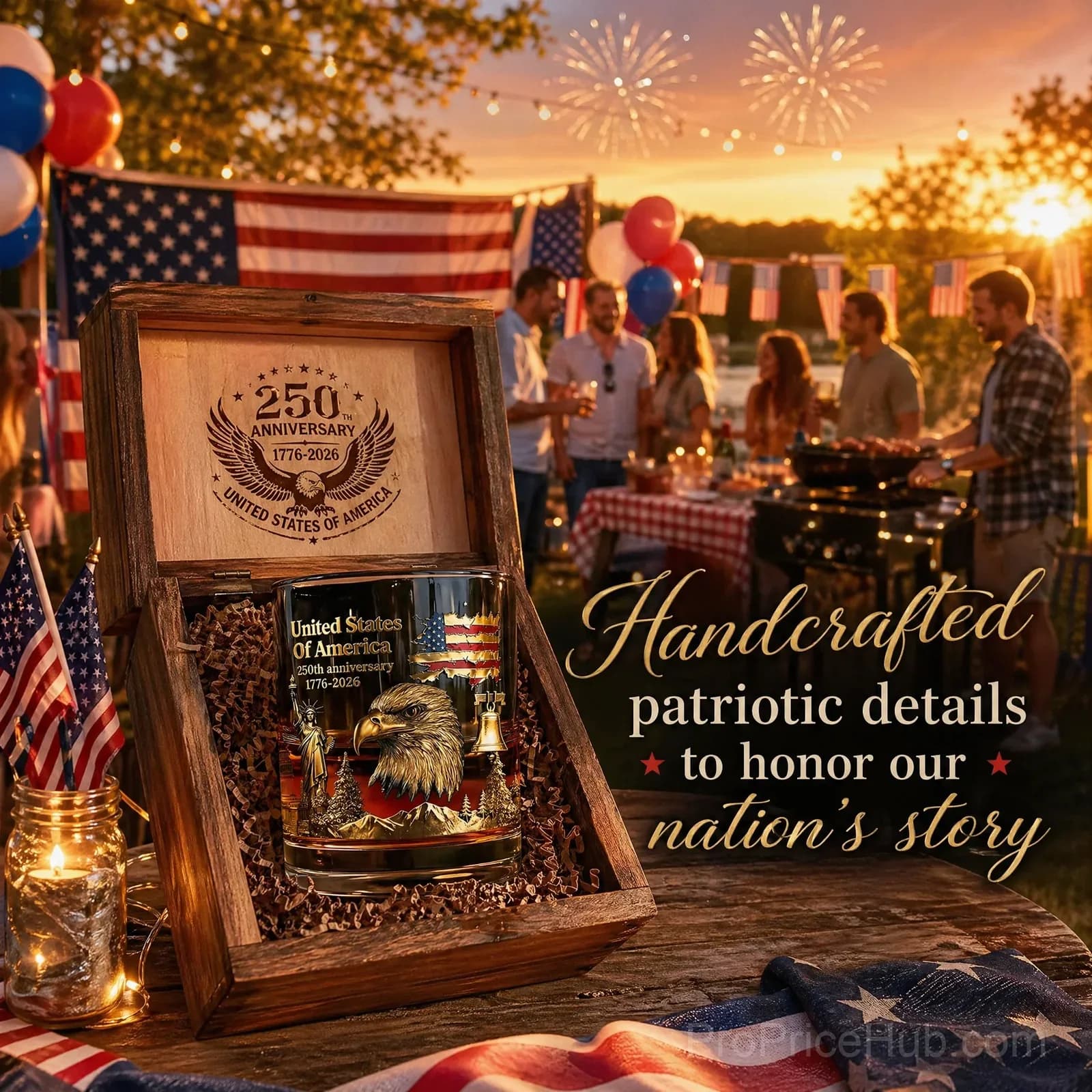 250th Anniversary American Patriotic Whiskey Glass 1776-2026 - View 4