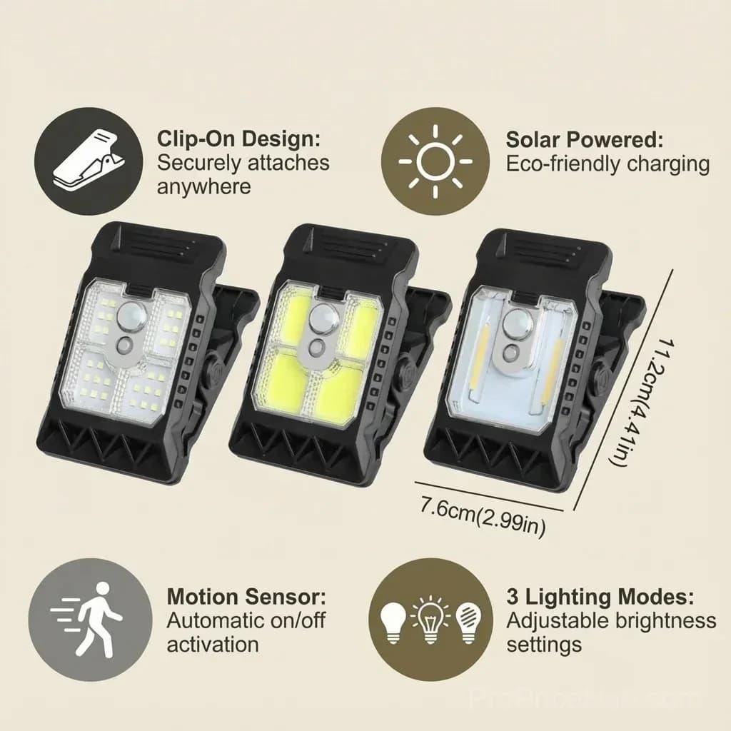 Practical Clip-On Solar Lamp with Motion Sensor - View 7