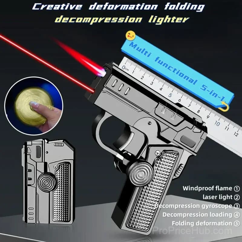 Multi-Functional Foldable Windproof Lighter, Black - View 2
