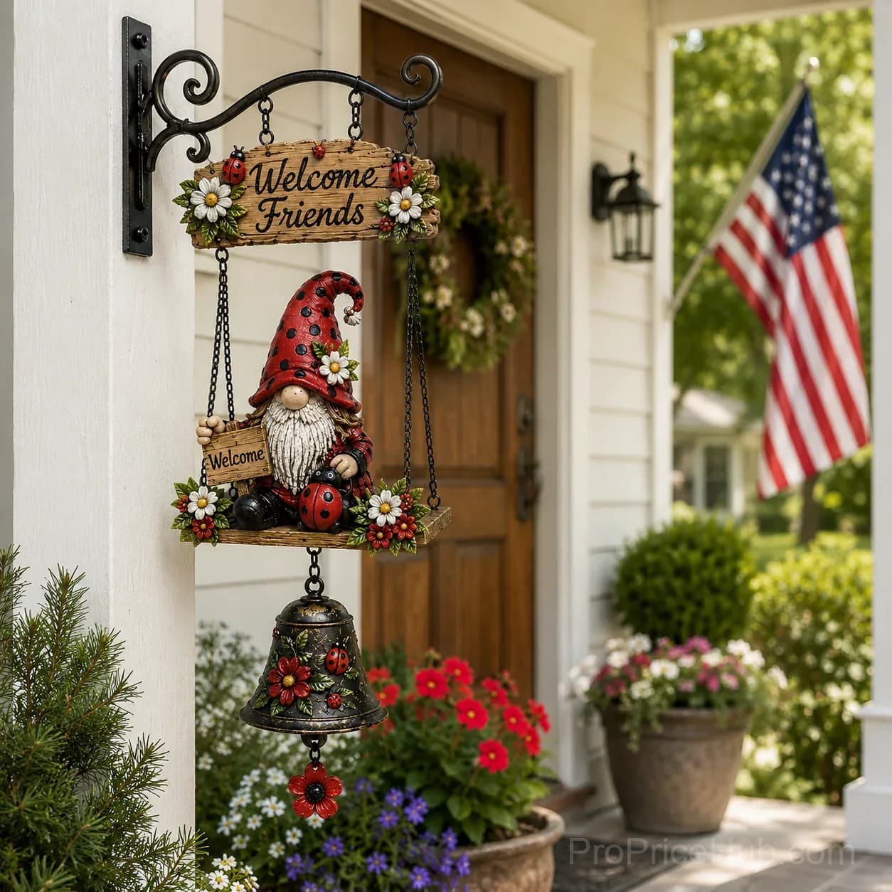 Rustic Garden Gnome Bell Outdoor Decor - View 7