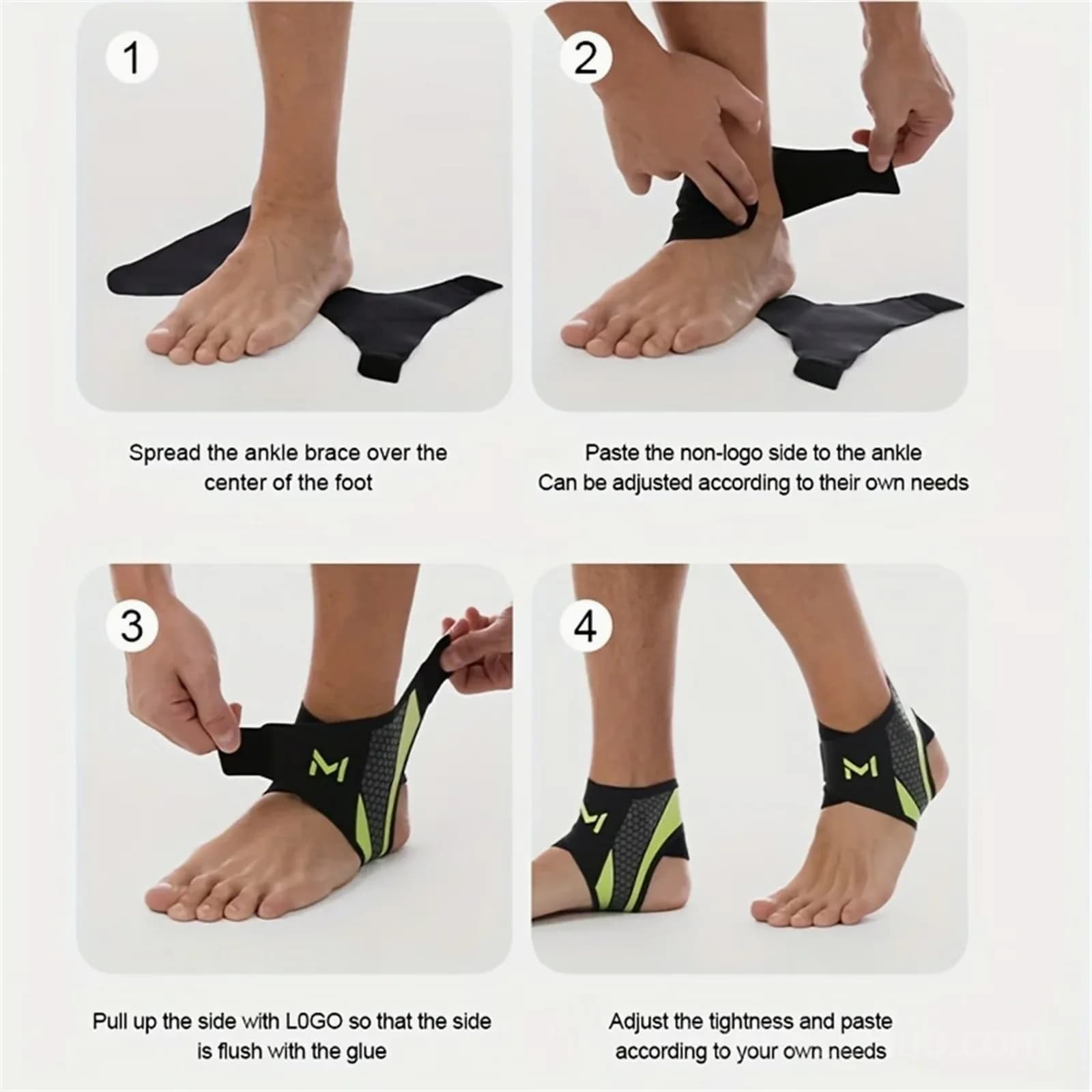 Lightweight Compression Ankle Brace Support, Black-Green - View 6