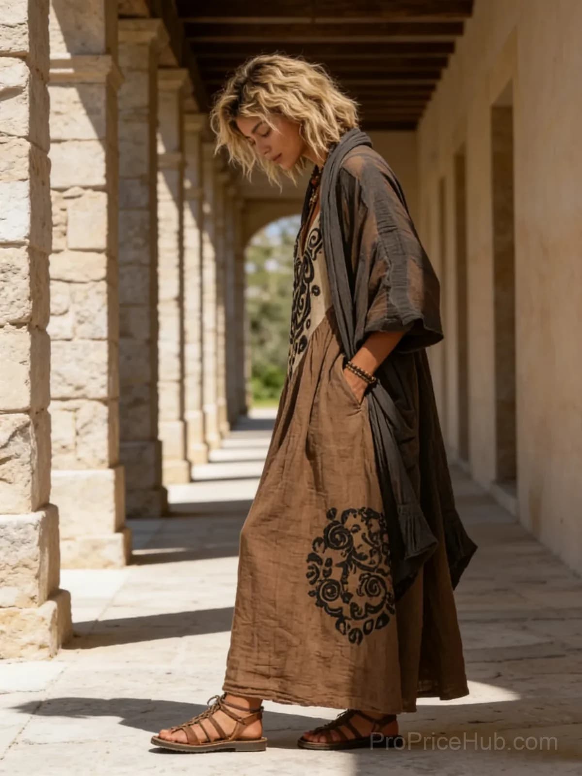 Boho Retro Loose Linen Cotton Two-Piece Set - Alt