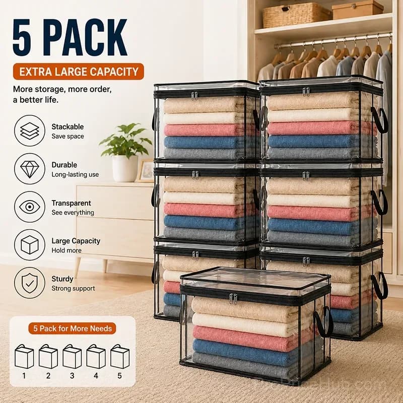 Large Heavy-Duty Thick Plastic Clear Storage Bag for Clothes, Moving & Storage - View 8