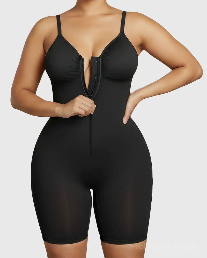 Tummy Control Zip-Up Ultra Stretch Shapewear Bodysuit - View 10