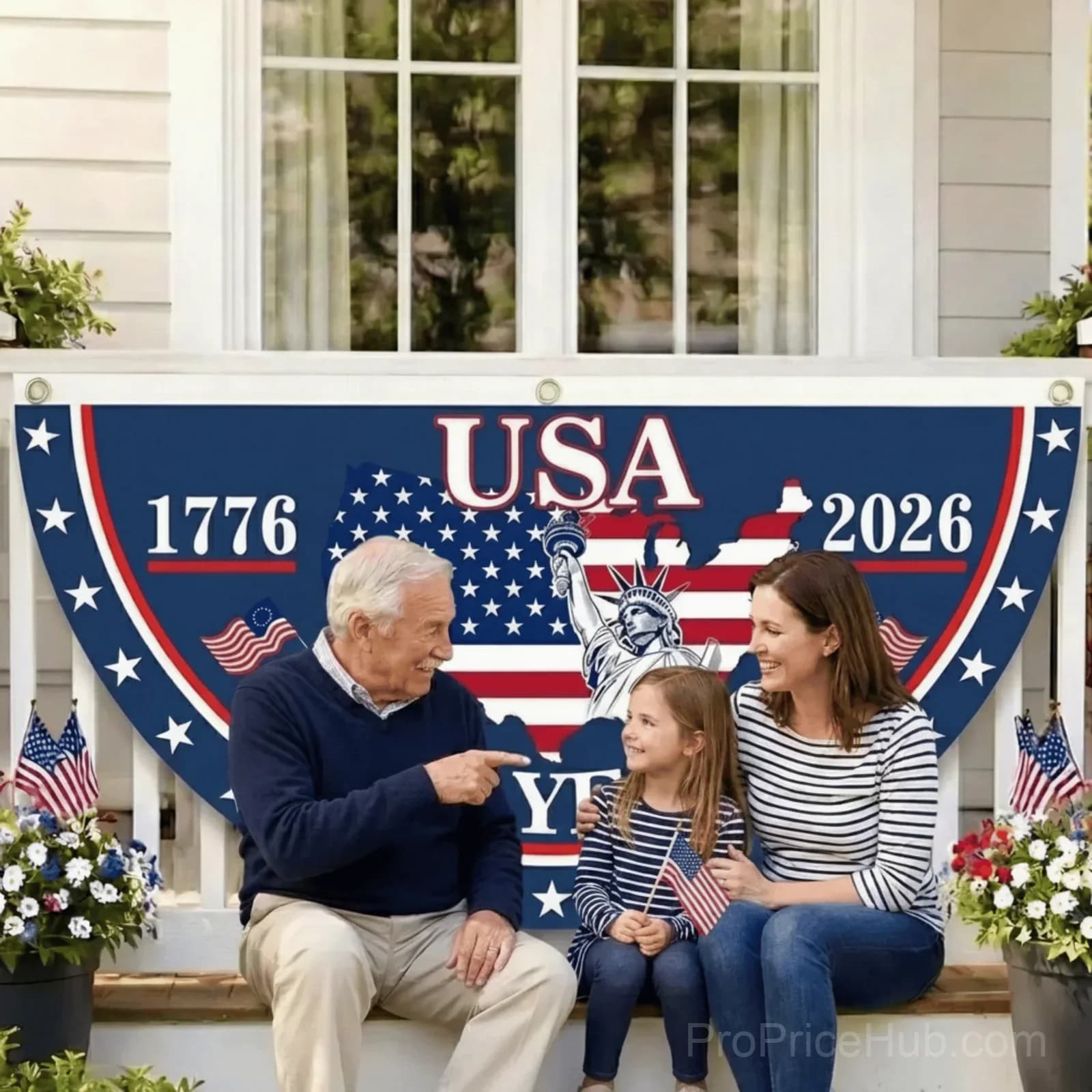 250th Anniversary USA Patriotic Fan Flag Banner - View 4