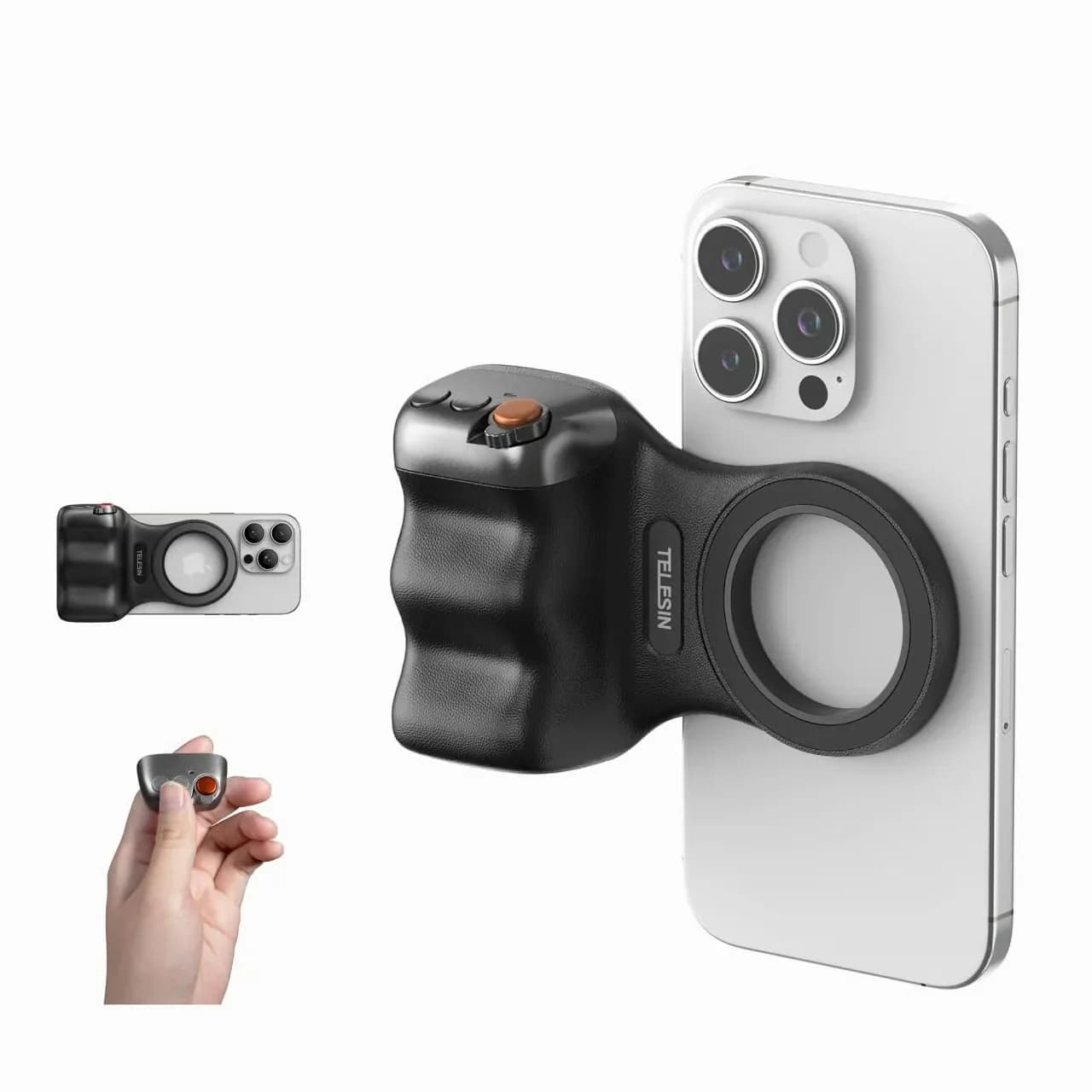 TELESIN Fun Shot Magnetic Phone Camera Grip, White, No Light - View 10