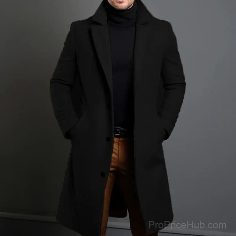 Men's Big & Tall Solid Color Lapel Single-Breasted Coat – M-5XL - View 11