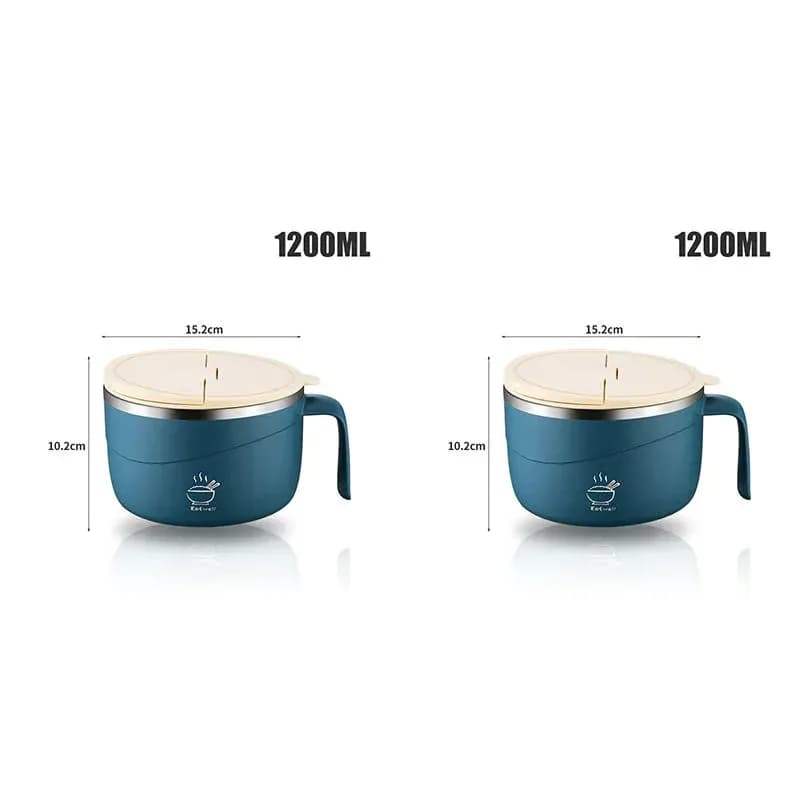 304 Stainless Steel Insulated Ramen Bowl, Black, 1200ml, 1 Pc - View 17