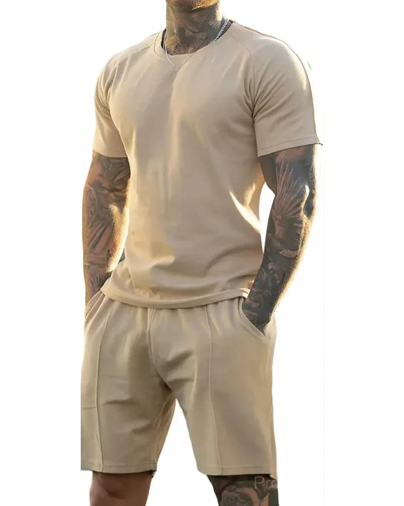 Men's Short-Sleeve Crew-Neck Summer Fitness Sports Set - View 13