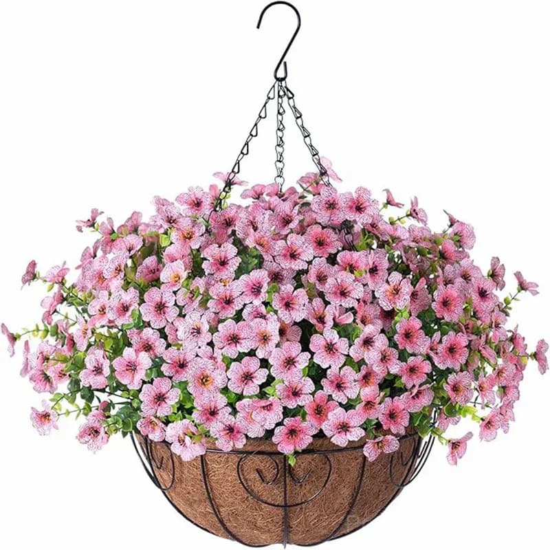 Artificial Daisy Hanging Basket - Low Maintenance Outdoor Silk Flower Planter for Patio & Garden - View 18