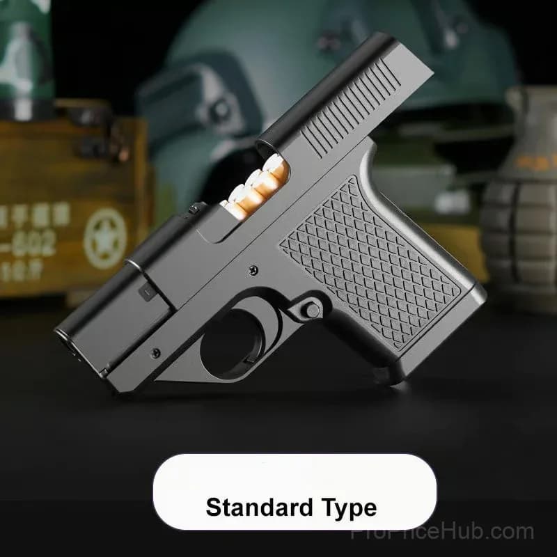 Metal Black Butane Pistol Torch Lighter, Standard Type with 3 Clips - Main