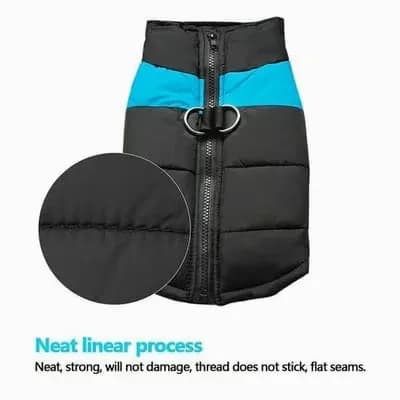 Winter Warm Waterproof Dog Vest with Zipper, Blue, Size S - View 8