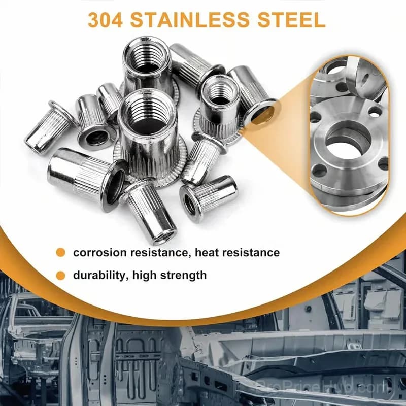 Galvanized Flat Head Threaded Rivet Nut Insert Set - View 5