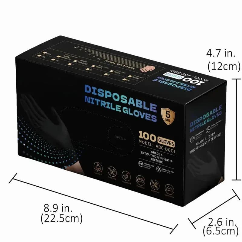Black Nitrile Gloves, 6mil Heavy Duty, 100 Count, Latex Free, Powder Free - View 8