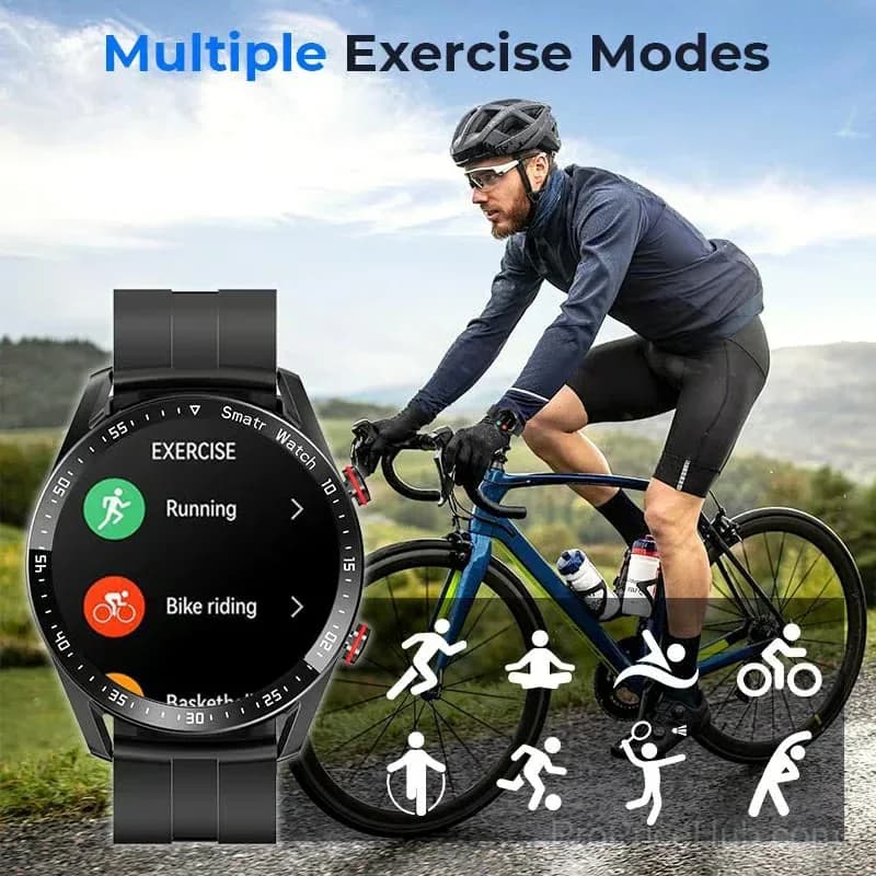 Health Monitoring Sports Smartwatch with Black Rubber Strap - Alt