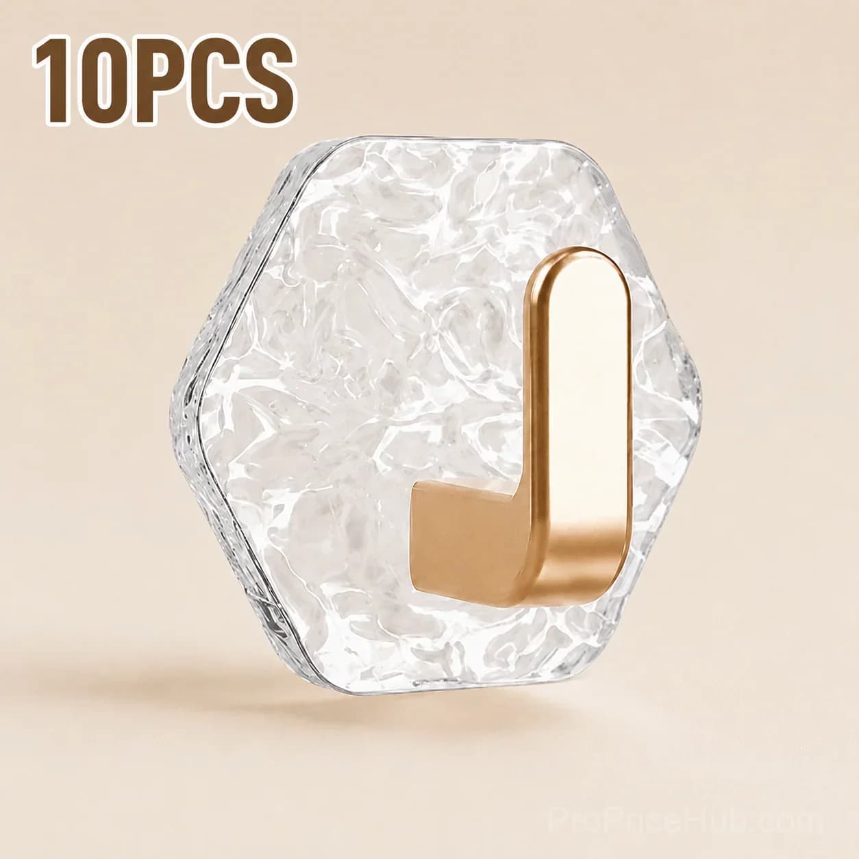 10-Pack Hexagonal Adhesive Wall Hooks, Waterproof Heavy Duty - Main