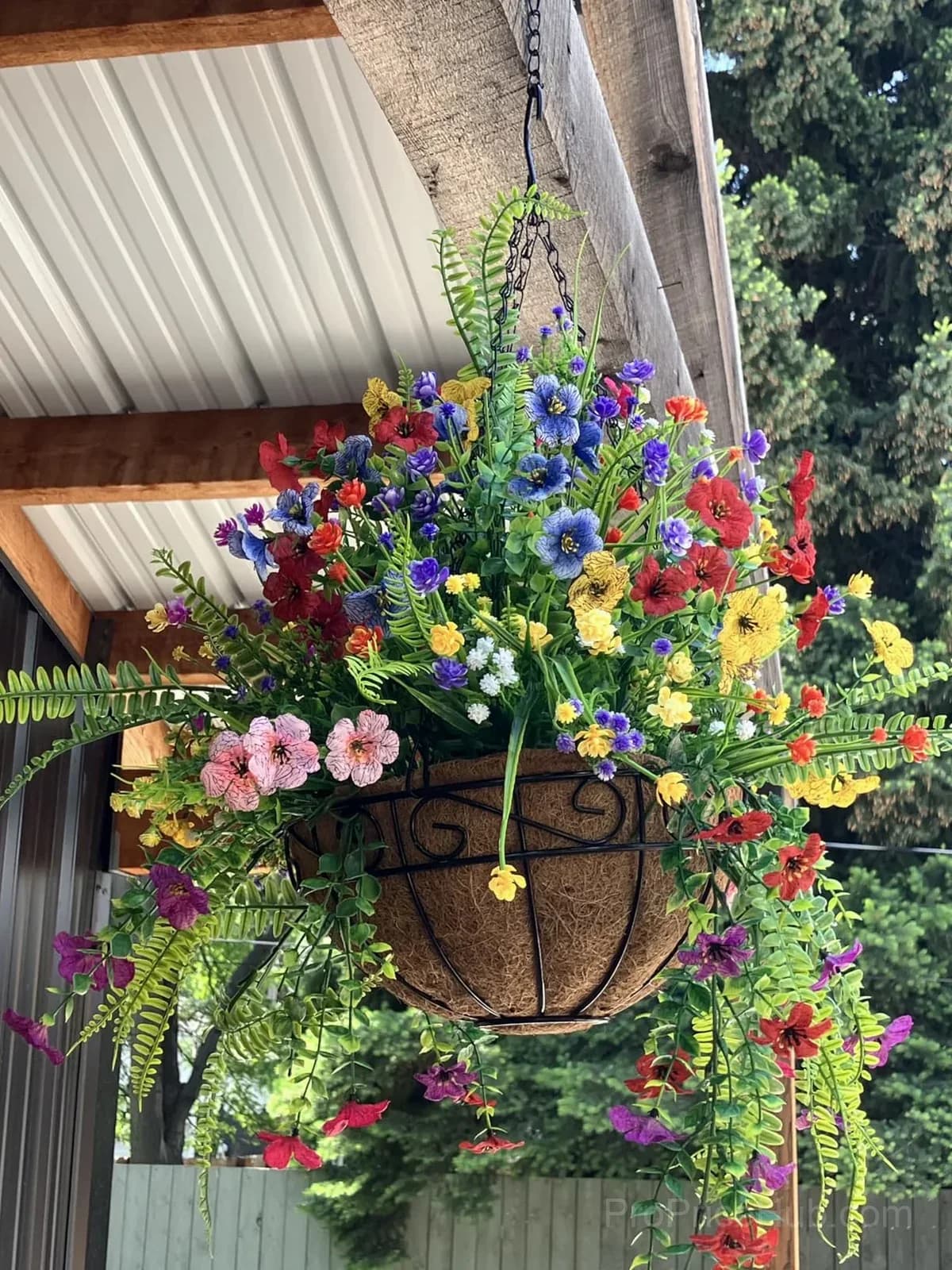 Artificial Daisy Hanging Basket - Low Maintenance Outdoor Silk Flower Planter for Patio & Garden - View 26