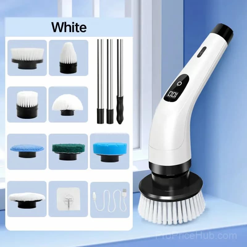 9-in-1 Electric Cleaning Brush, White, 1 Pack - View 8