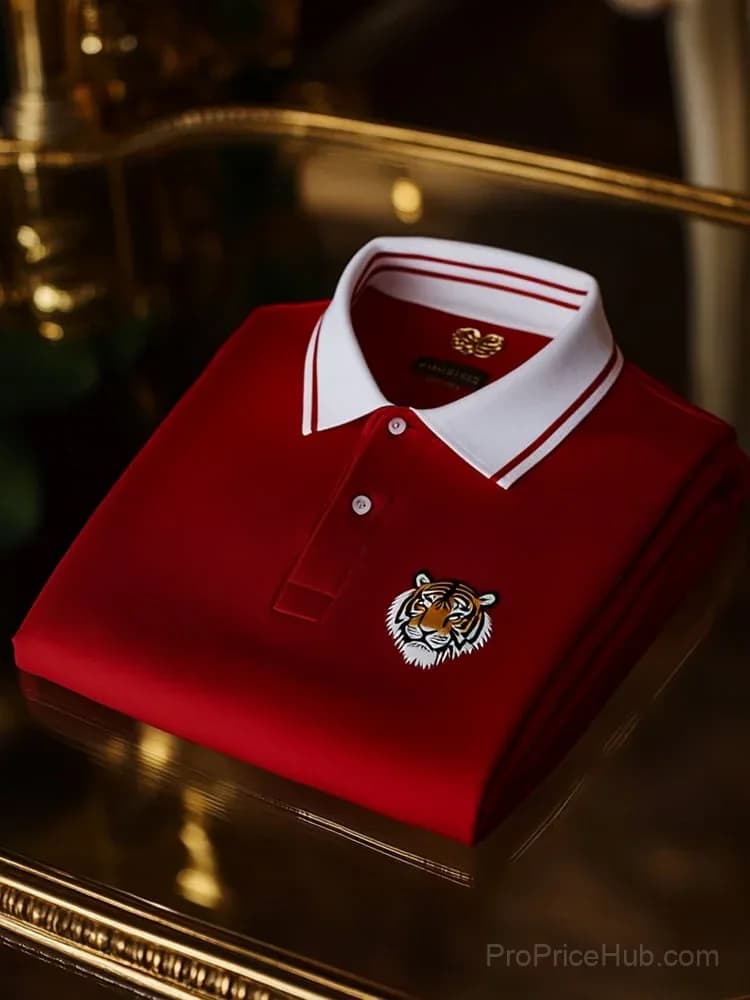 Men's Classic Business Check Logo Button Short Sleeve Polo Shirt - Main