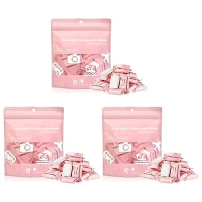 Pink Compressed Travel Towels, 30-Count Pack - View 5