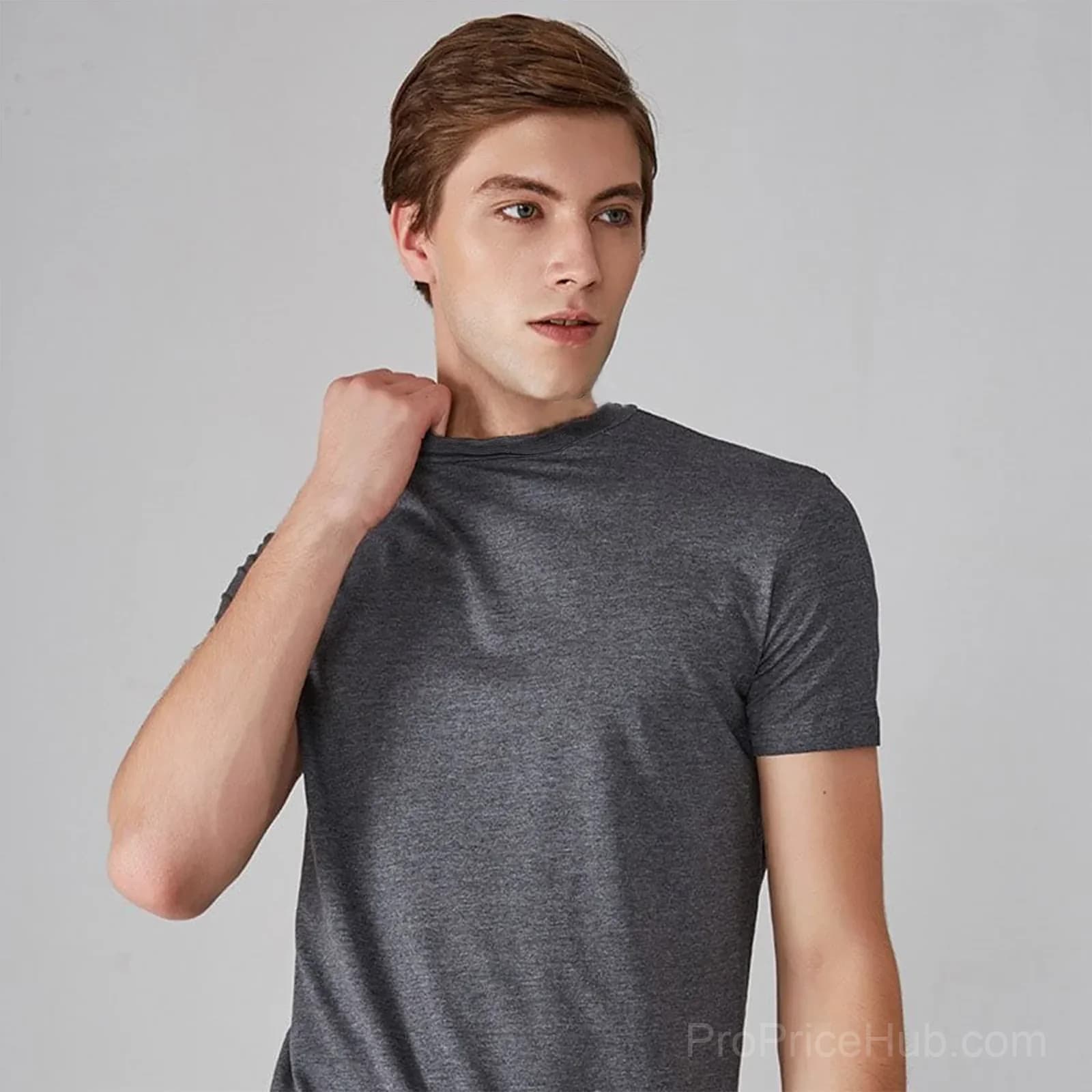 Men’s High Neck Slim Fit T-Shirt, White, Size S - View 4