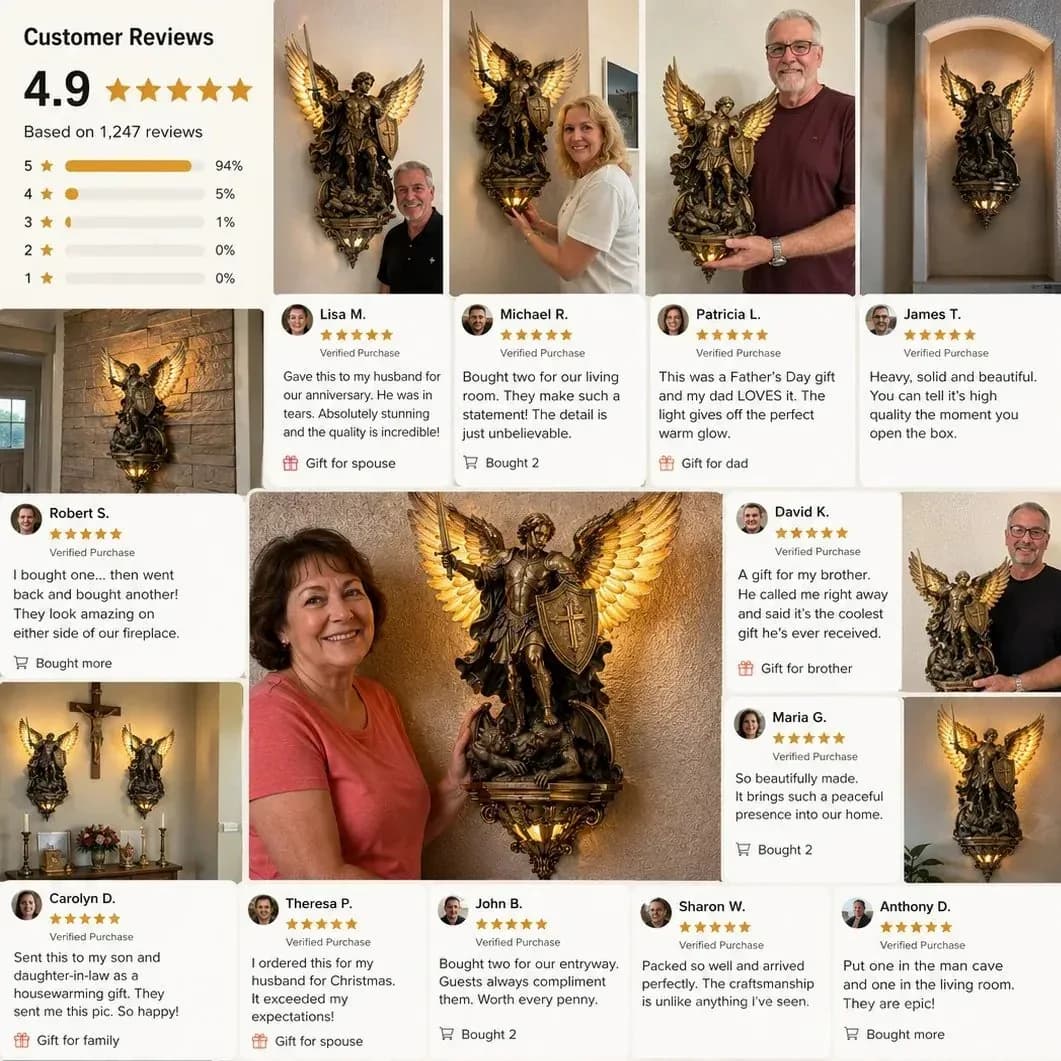 St. Michael Guardian Angel Wall Light - Alt