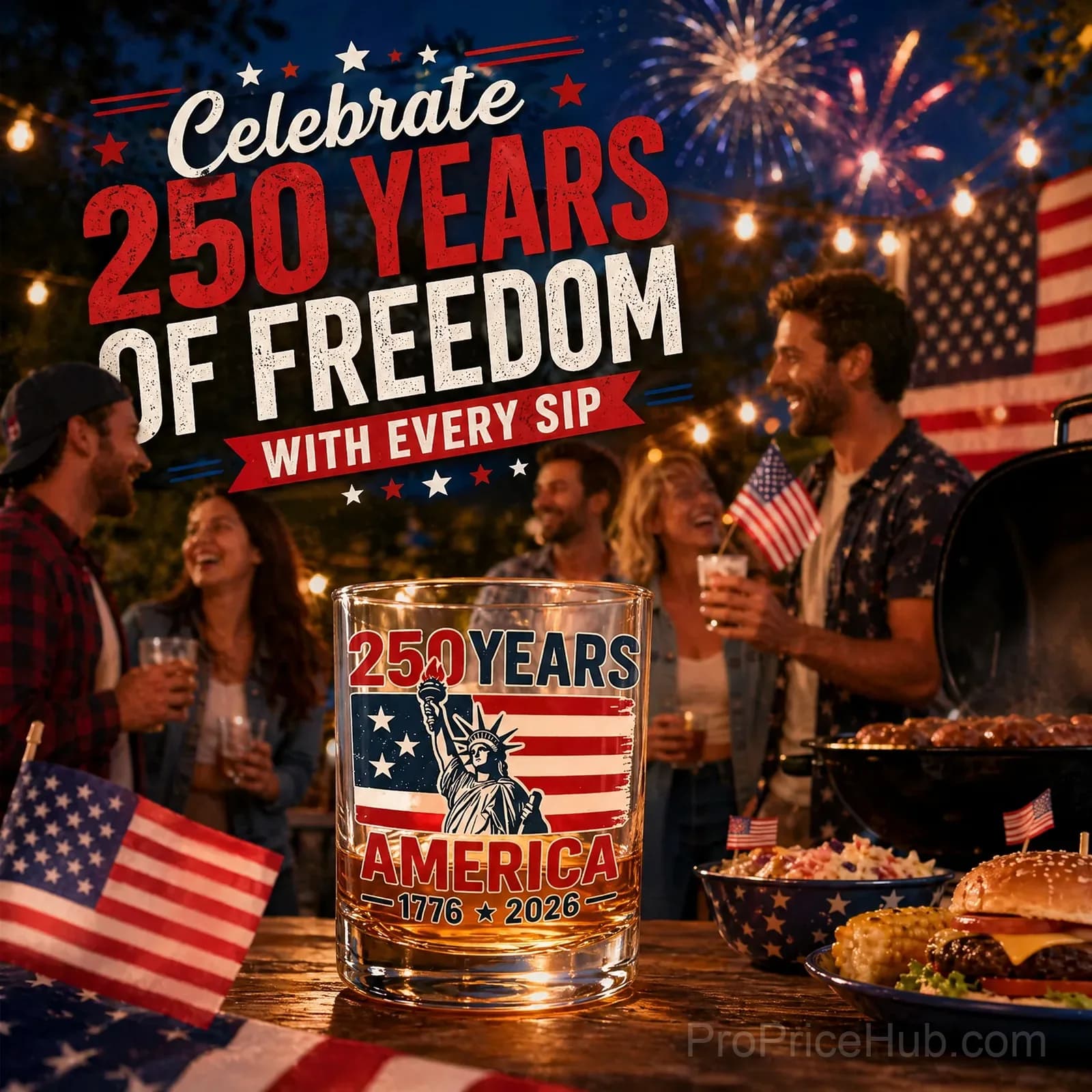250th Anniversary American Patriotic Whiskey Glass 1776-2026 - View 5