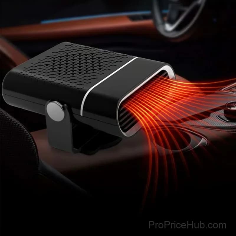 2-in-1 12V Portable Car Heater, 360° Rotating, Black - View 2