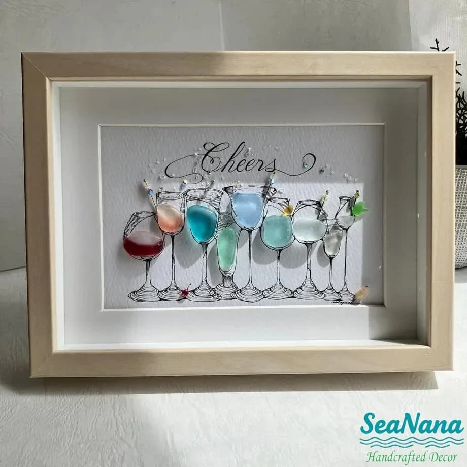 Cocktail Party Sea Glass Art - Alt