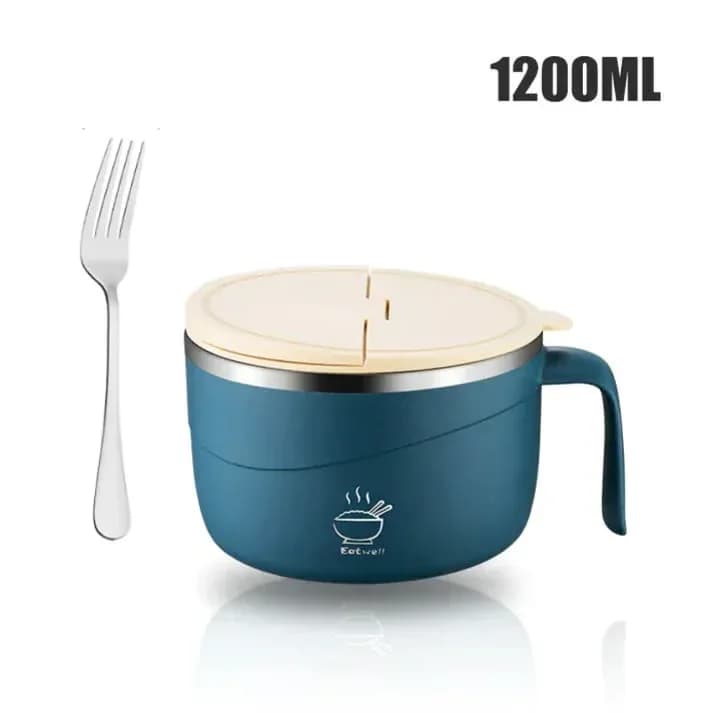 304 Stainless Steel Insulated Ramen Bowl, Black, 1200ml, 1 Pc - View 26