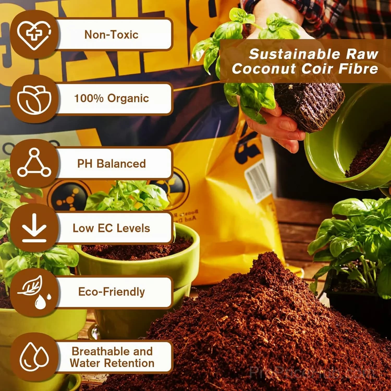 Organic Coconut Coir Brick for Plants, 1 Pack - View 5