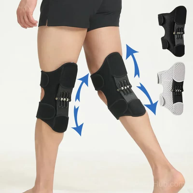 Adjustable Knee Support Brace Set, Black, 2-Pack, Medium - Main