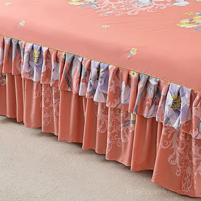 3-Piece Green Ruffled Bed Skirt Set, Cot Size 40 x 75 in - View 9