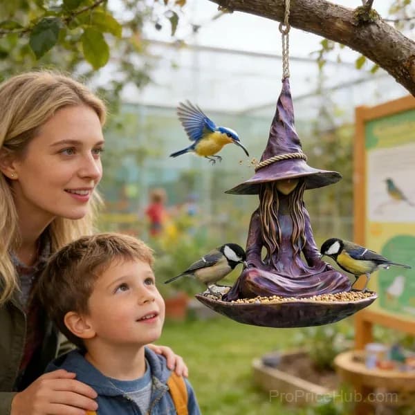 Meditating Witch Garden Bird Feeder Yard Decor - Alt