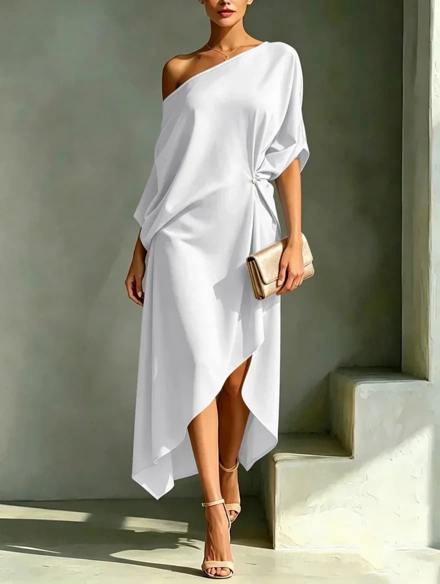 Asymmetrical-Hem Dress - Elegant & Stylish - View 3