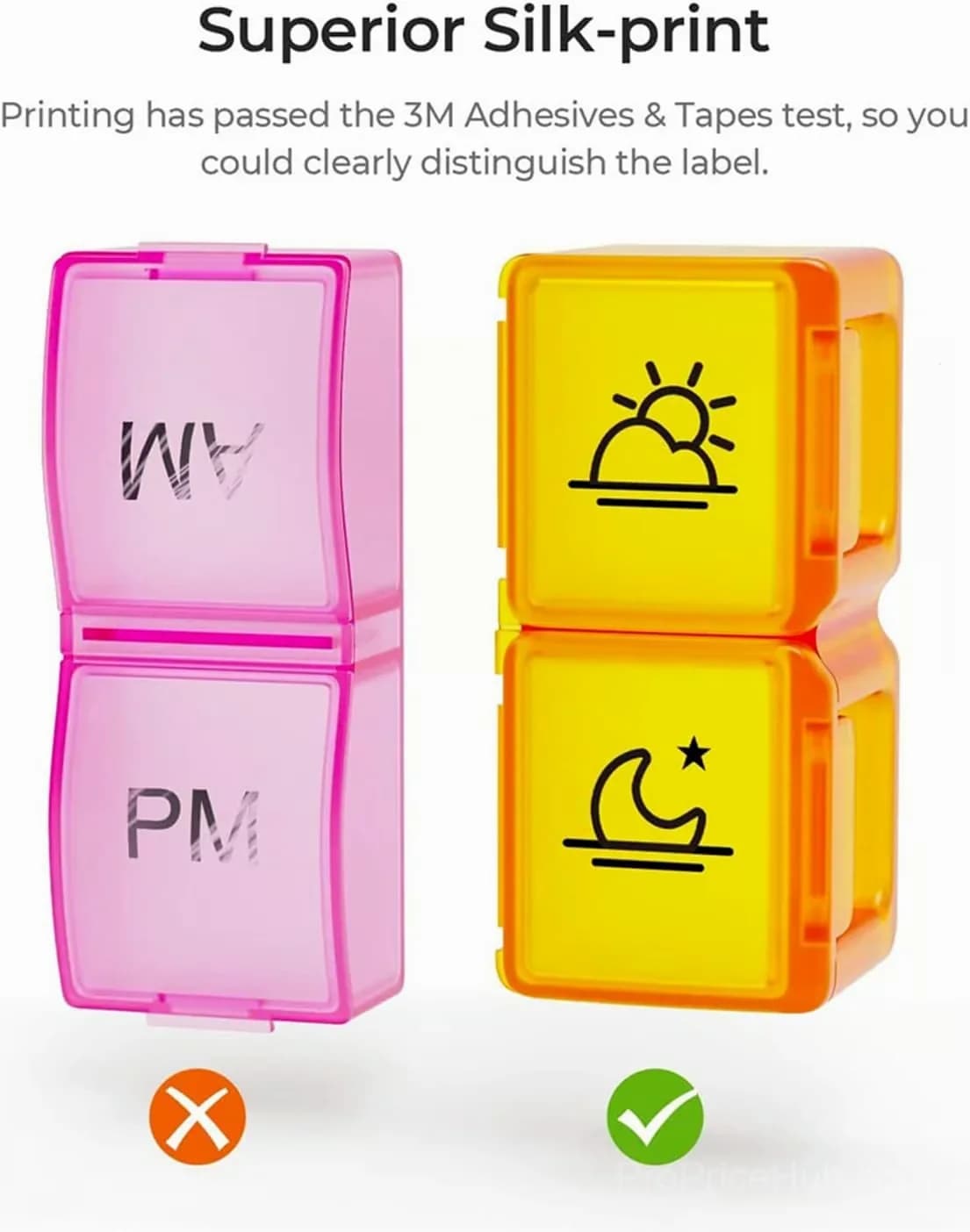 Monthly AM/PM Pill Organizer with Stickers, Multicolor - View 5