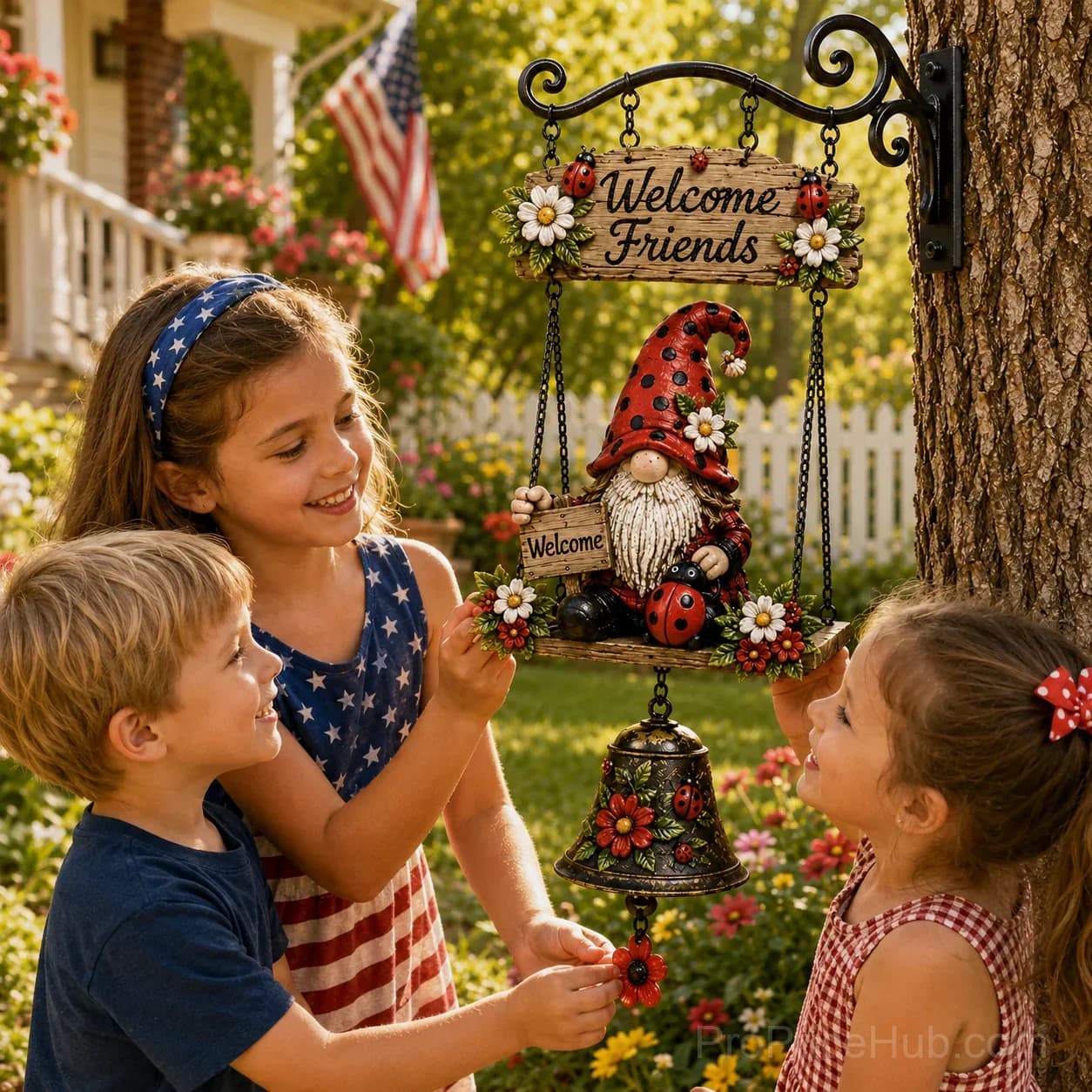 Rustic Garden Gnome Bell Outdoor Decor - View 10