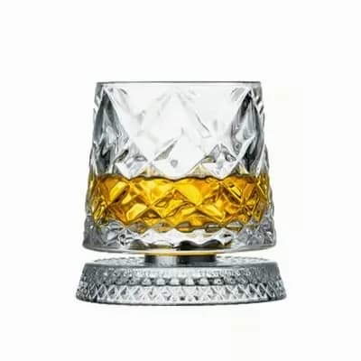Crystal Rotating Base Tumbler Glass, Borg Pattern - View 3