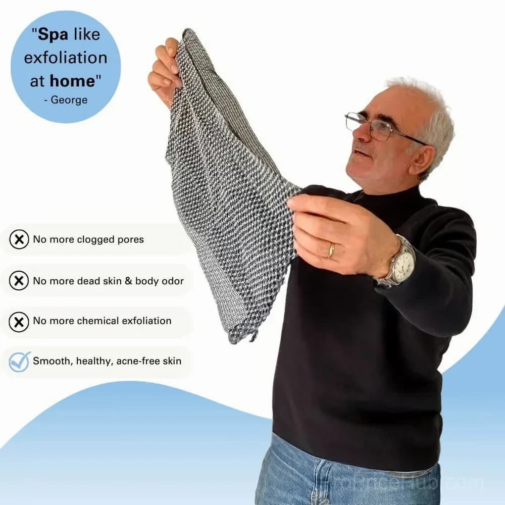Black Exfoliating Shower Bath Towel - View 4