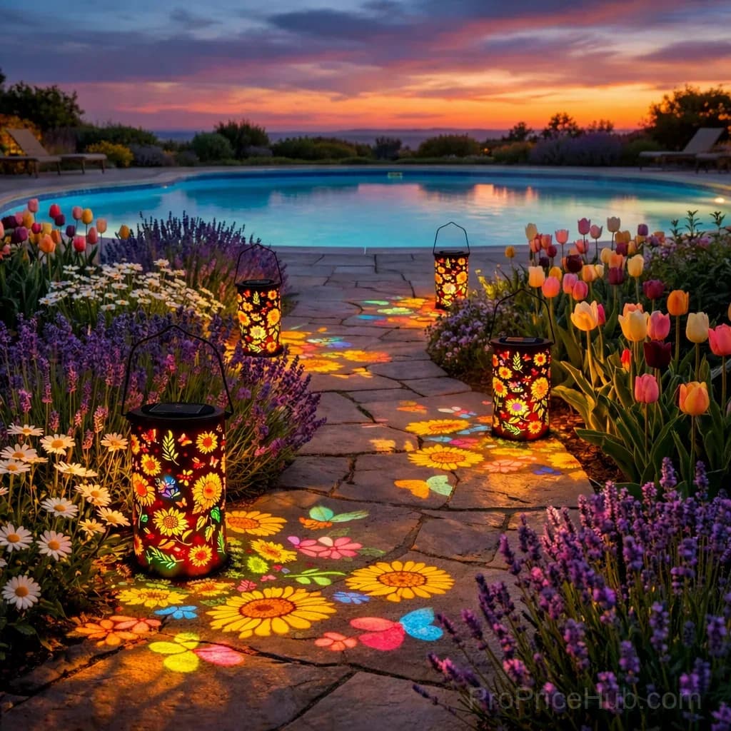 Colorful Sunflower Glow Solar Garden Lantern - View 7