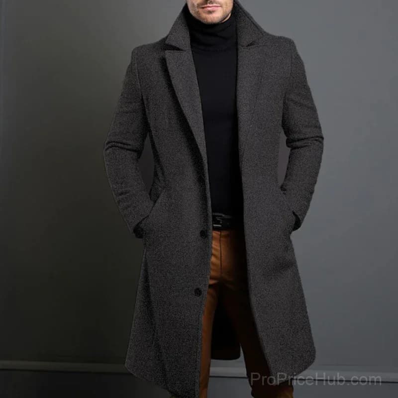 Men's Big & Tall Solid Color Lapel Single-Breasted Coat – M-5XL - View 16